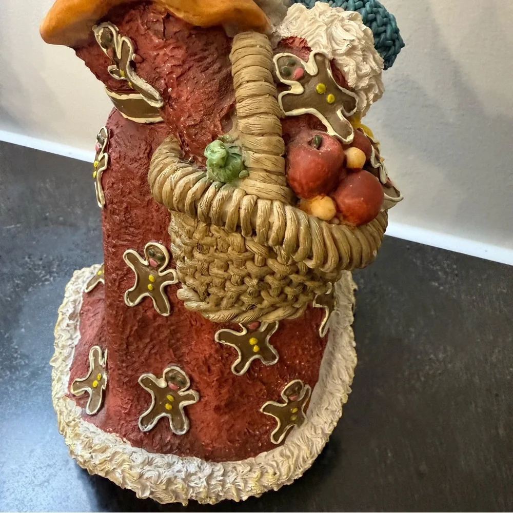 Festive Gingerbread Santa Claus Figurine - Red and Green
